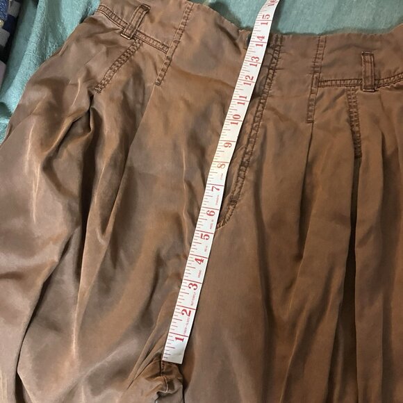 Free People High Waist Pants Womens 8 Maple Brown Boho Pleated Western Cowgirl - Picture 10 of 12